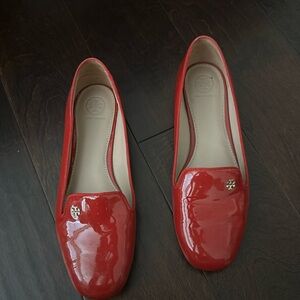 Tory Burch Shoes Samantha Smoking Slipper Flat SZ 9 - Liberty Red Patent Leather